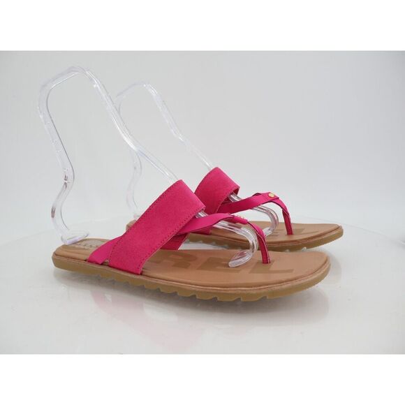 Sorel Women's Ella II Easy Flip Sandal Size 11 Hot Pink Leather Thong Minimal - Picture 1 of 11